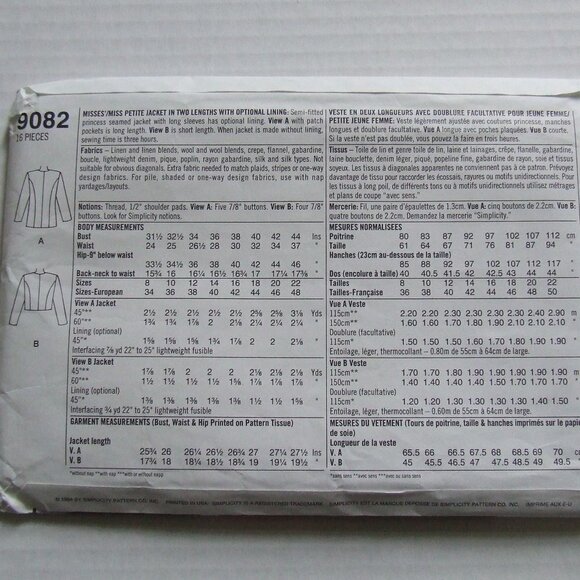 Simplicity sewing uncut pattern jacket blazer vintage plus size 3 Hour Jacket - Picture 4 of 9